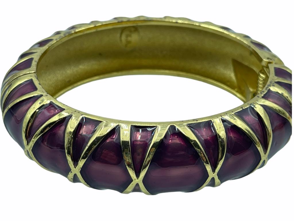 KJL MAROON AND GOLD ENAMEL HINGED BRACELET (1 of 4)