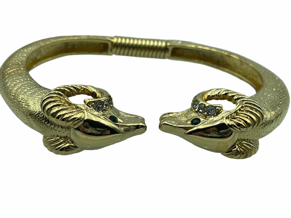 KENNETH JAY LANE RAMS HEAD GOLD HINGED BRACELET (1 of 5)