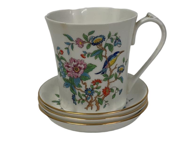 AYNSLEY PEMBROKE FLORAL & BIRD WITH GOLD TRIM CUP (1 of 4)