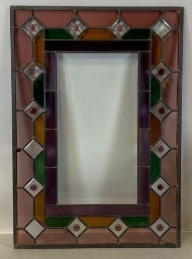 DECO STYLE STAINED GLASS WINDOW PANE 32" (1 of 1)
