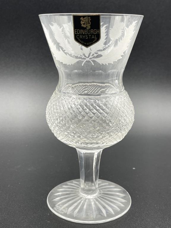VTG EDINGBURGH CRYSTAL "THISTLE" WINE GLASS: VTG EDINGBURGH CRYSTAL "THISTLE" WINE GLASS -THIS IS ONE GLASS ONLY. 6.5"