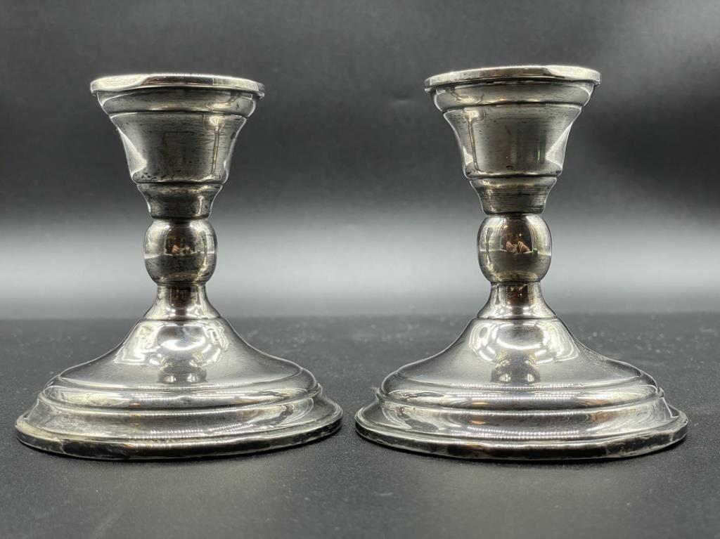 PAIR OF EL SIL CO STERLING SILVER CANDLESTICKS 4" (1 of 4)