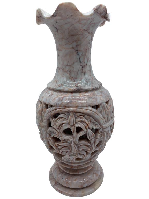 GORGEOUS POLISHED MARBLE BAMBOO PATTERN VASE (1 of 3)