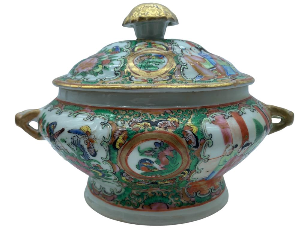 VINTAGE CHINESE ASIAN ROSE MEDALLION SOUP TUREEN (1 of 4)