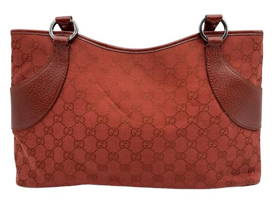 GUCCI RED  JACQUARD MONOGRAMMED TOTE (1 of 5)