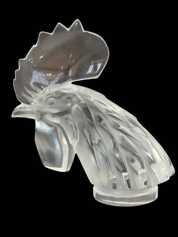 VINTAGE BACCARAT FRANCE ROOSTER HEAD FIGURINE 7" (1 of 5)