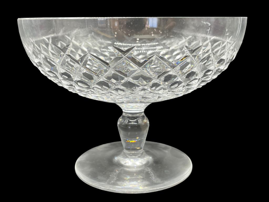 VINTAGE WATERFORD LISMORE PEDESTAL CANDY DISH: VINTAGE WATERFORD LISMORE PEDESTAL CANDY DISH-4.5" X 6" APPROX-VERY GOOD OVERALL CONDITION WEAR CONSISTENT WITH AGE AND USE, SEE ALL PHOTOS-DP42922