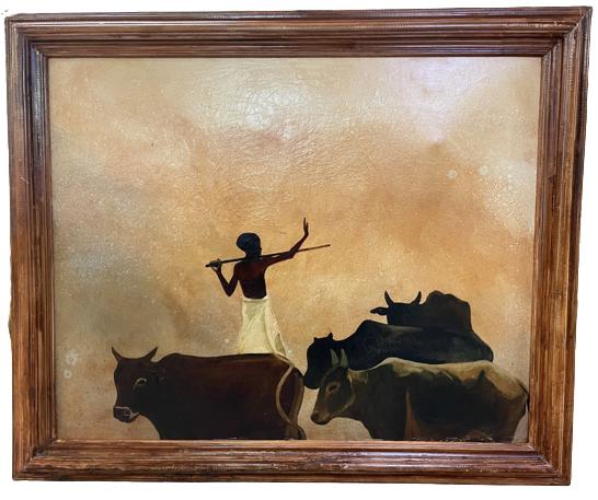 LARGE DAVID MARRIAN AFRICA PAINTING 58" (1 of 4)