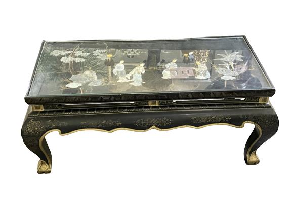 JINLONG CHINESE BLACK LACQUER COFFEE TABLE 38" (1 of 9)