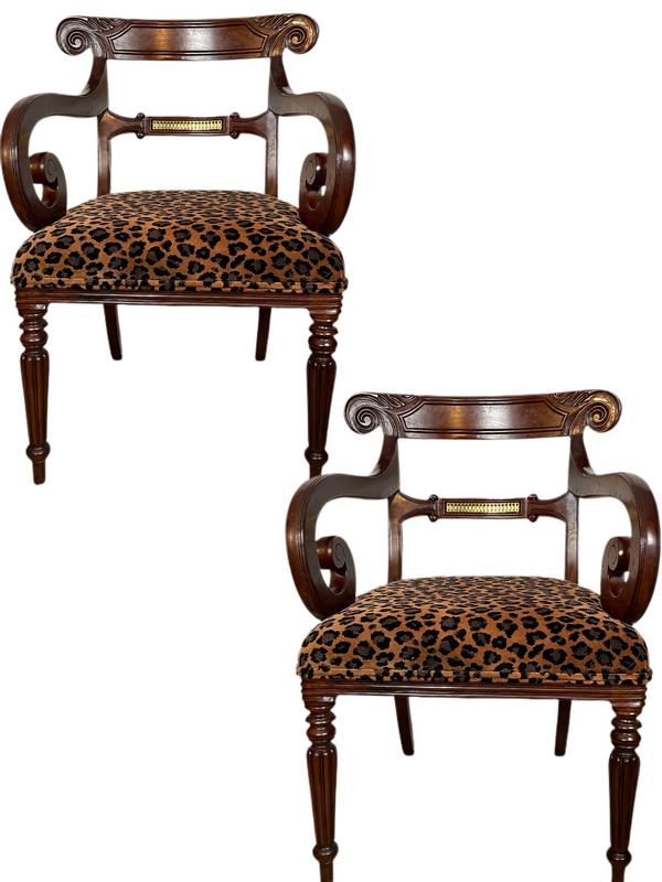 PAIR OF MAITLAND SMITH MAHOGANY SCROLL ARMCHAIRS (1 of 10)