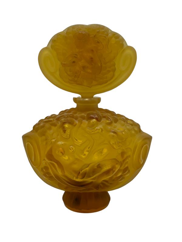 LALIQUE STYLE CZECH ART GLASS PERFUME DECANTER: VINTAGE LALIQUE STYLE CZECH ART GLASS PERFUME DECANTER-5" X 5" APPROX-VERY GOOD OVERALL CONDITION WEAR CONSISTENT WITH AGE AND USE, SEE ALL PHOTOS-DP42922