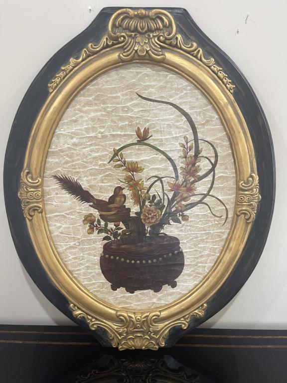SYROCO STYLE OVAL WALL PLAQUE ART W BIRD MOTIF 29" (1 of 4)