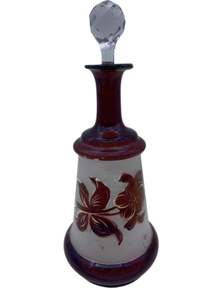 ANTIQUE BOHEMIAN CUT TO CLEAR CRANBERRY DECANTER (1 of 4)