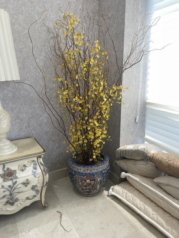 VINTAGE ASIAN STYLE KOI FISH PLANTER & TREE 75" (1 of 5)