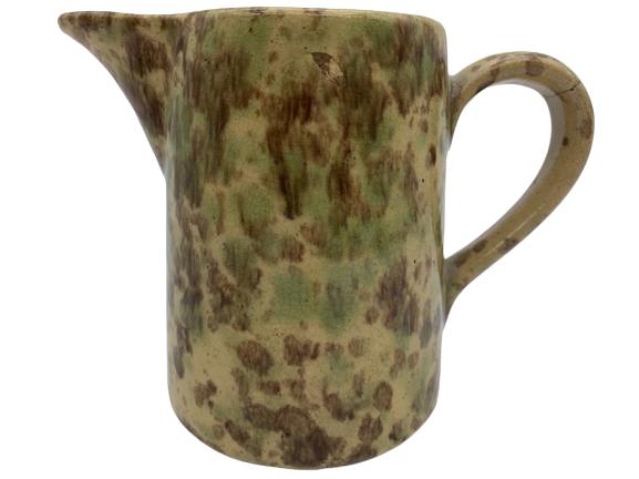 ANTIQUE YELLOW WARE SPONGE POTTERY PITCHER (1 of 4)