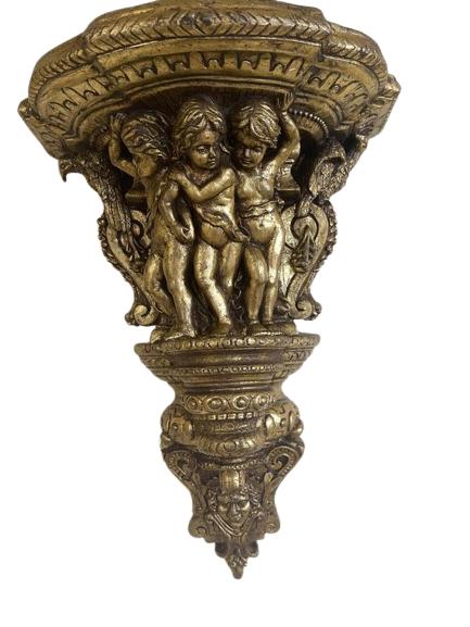 19C. CARVED GILTWOOD CHERUB WALL BRACKET SHELF 1" (1 of 6)