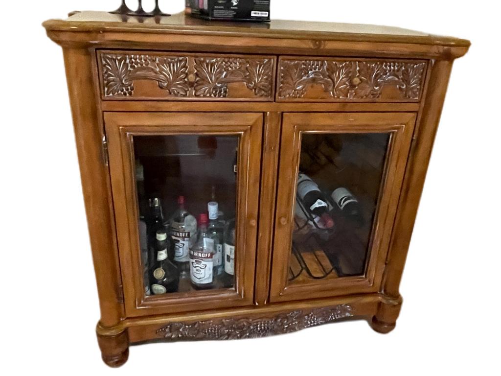 VTG HAND CARVED BAR CABINET (1 of 2)