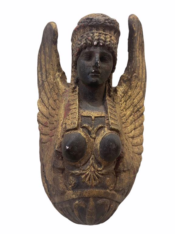 ANTIQUE STYLE GODDESS ISIS WALL SCONCE 15": ANTIQUE STYLE CAST PLASTER GODDESS ISIS WALL SCONCE-15" X 6" X 5" APPROX-GOOD CONDITION, SEE PHOTOS-DP5322