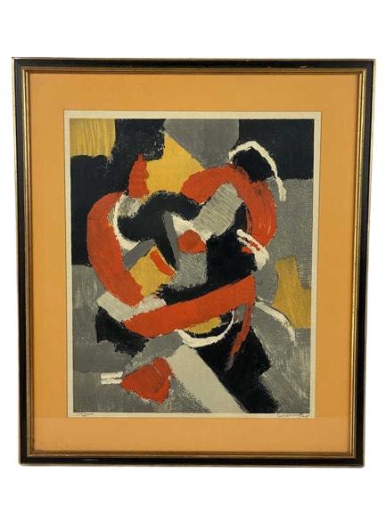 SIGNED ABSTRACT LITHOGRAPH PRINT 27" (1 of 5)