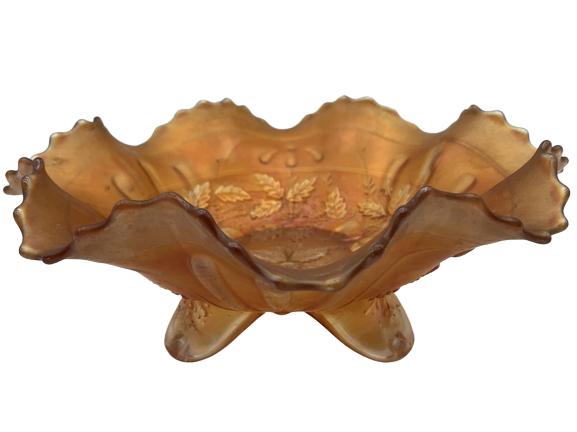 UNIQUE FENTON STYLE CHERRY TRIPOD PEDESTAL BOWL (1 of 4)