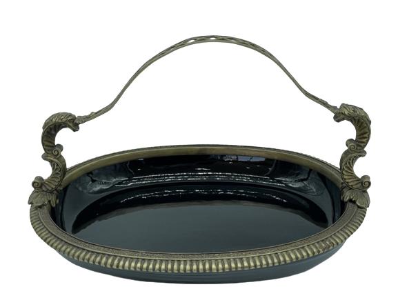 CASTILIAN BRASS & BLACK LACQUER SERVING DISH 14" (1 of 5)