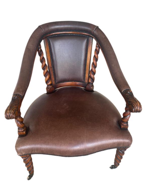 VINTAGE MAITLAND SMITH STYLE LEATHER DESK CHAIR (1 of 3)