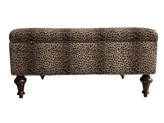 LEOPARD CHEETAH ANIMAL PRINT STORAGE OTTOMAN 38" (1 of 4)