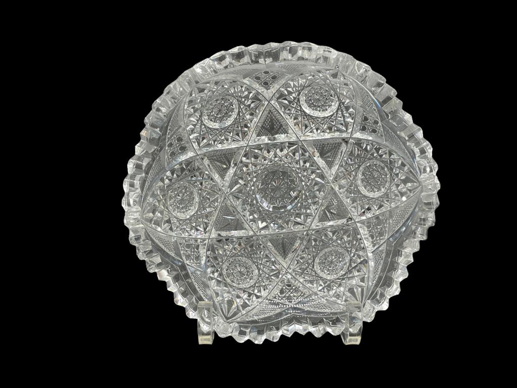 VINTAGE CLEAR CUT CRYSTAL TRINKET DISH 5" (1 of 5)