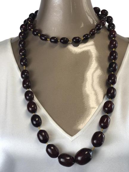DEEP BROWN SPARKLE GLITTER BEAD NECKLACE (1 of 3)