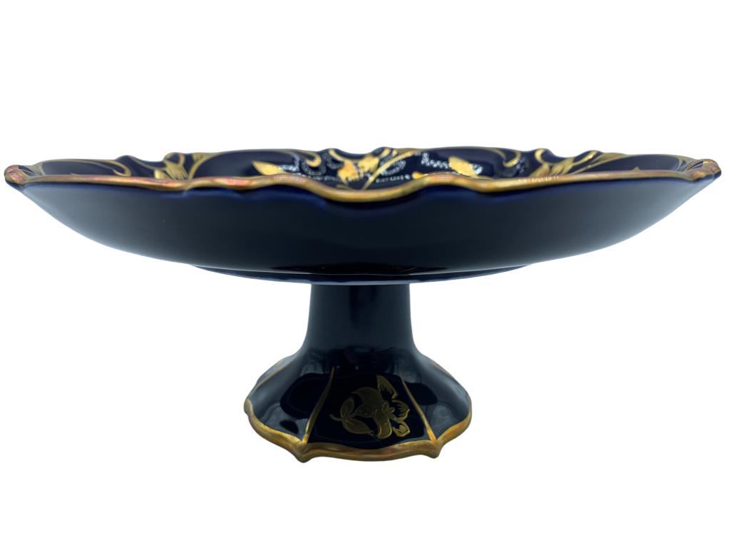JLMENAU GERMANY ECHT KOBALT PEDESTAL DISH (1 of 4)