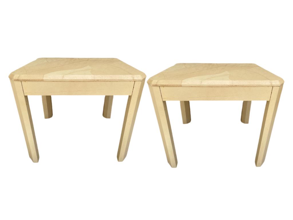 VINTAGE KARL SPRINGER STYLE SIDE TABLES 27", PAIR (1 of 8)