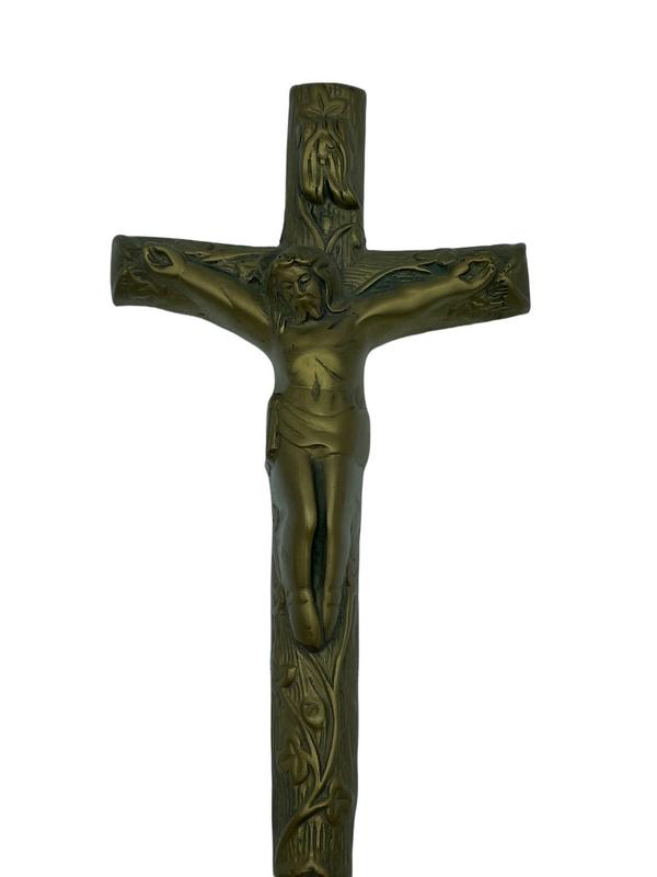 CAST BRAS ITALIAN CRUCIFIX RELIGOUS CROSS 11" (1 of 4)