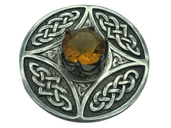 ARTISAN GOTHIC SILVER TONE & STONE BROOCH (1 of 3)