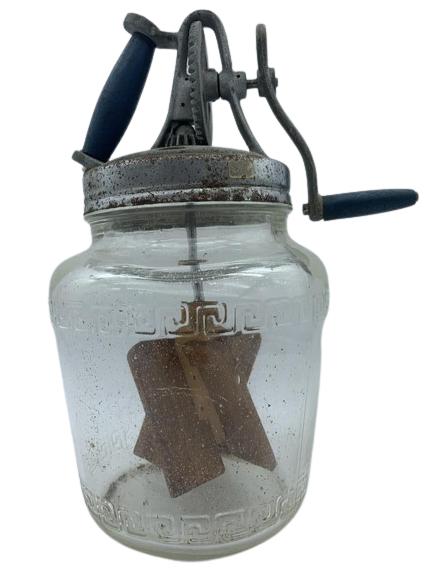 ANTIQUE DAZEY BUTTER CHURN WITH GREEK KEY JAR BASE (1 of 2)