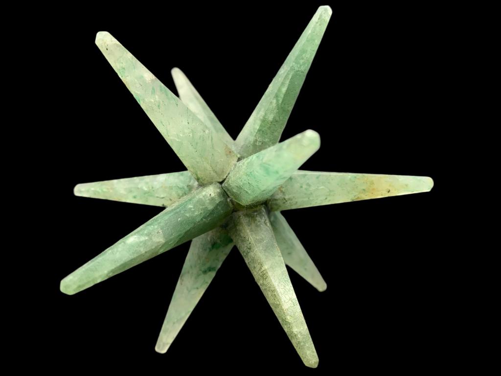 CRYSTAL GREEN AVENTURINE STAR MERKABA STONE: CRYSTAL GREEN AVENTURINE STAR MERKABA STONE- Green Aventurine- Over 3" Across- Good Used Condition Consistent with Age and Use (See Photos) GREEN AVENTURINE