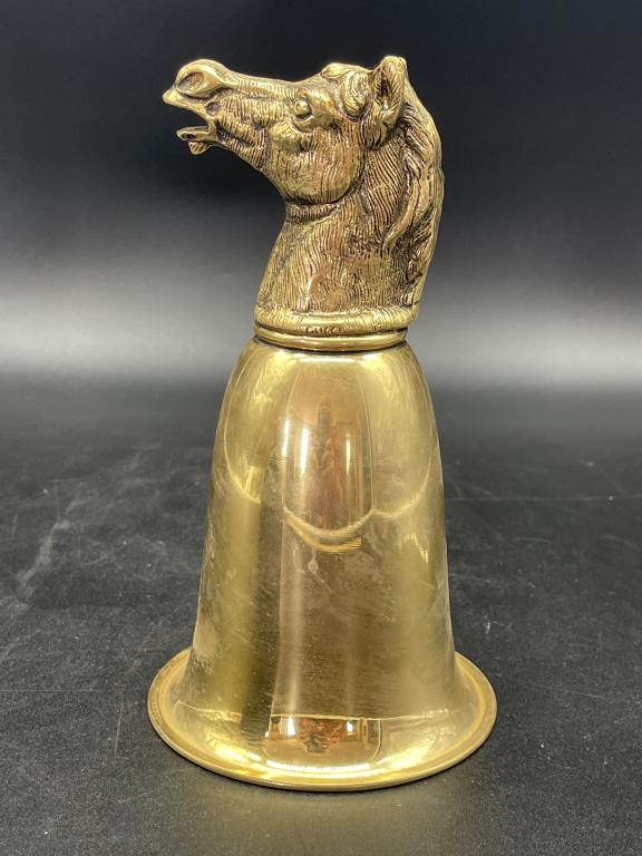 VINTAGE BRASS HORSE GOBLET (1 of 4)