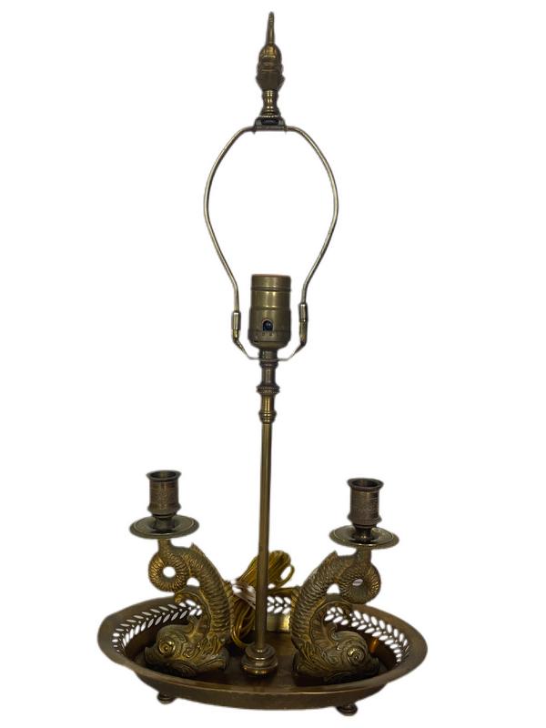 ANTIQUE BRASS KOI FISH LAMP 19 3/4" (1 of 4)