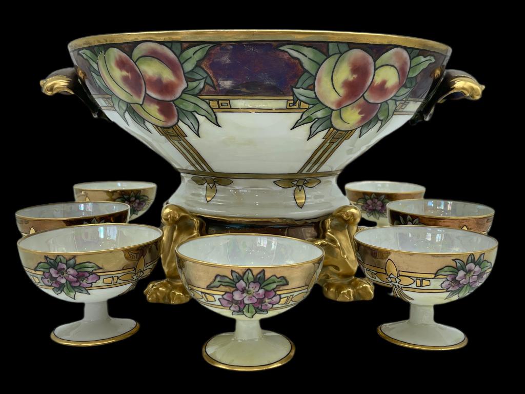 T & V LIMOGES FRANCE PUNCHBOWL SET SERVICE FOR 8 (1 of 6)