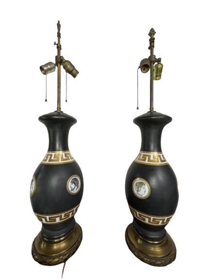 PAIR OF ANTIQUE NEOCLASSIC TABLE LAMPS 33" (1 of 2)