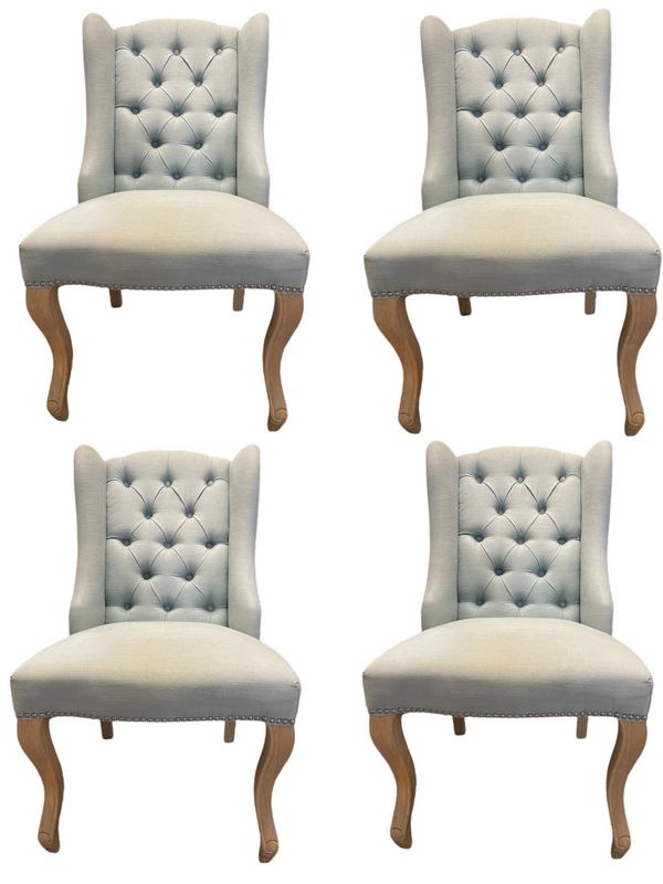 4 HIGH BACK TUFTED WING DINING CHAIRS 38" (1 of 5)