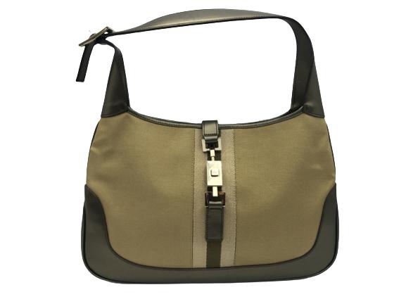 GUCCI WEB JACKIE GOLD/ KHAKI GREEN  HANDBAG (1 of 3)