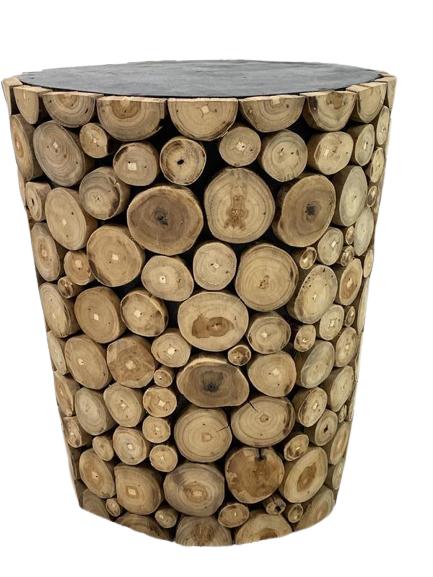 RUSTIC ROUND WOOD LOG TIMBER END STOOL 18" (1 of 3)