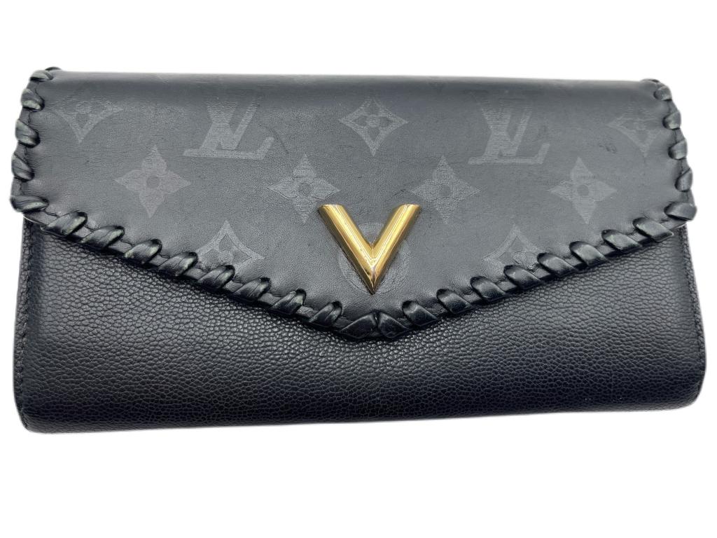 LOUIS VUITTON BLACK MONOGRAM CUIR PLUME WALLET (1 of 3)
