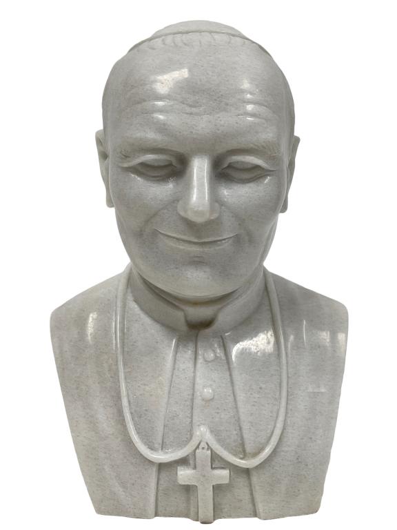 POPE JOHN PAUL II ITALIAN  MARBLE BUST STATUE 12" (1 of 5)