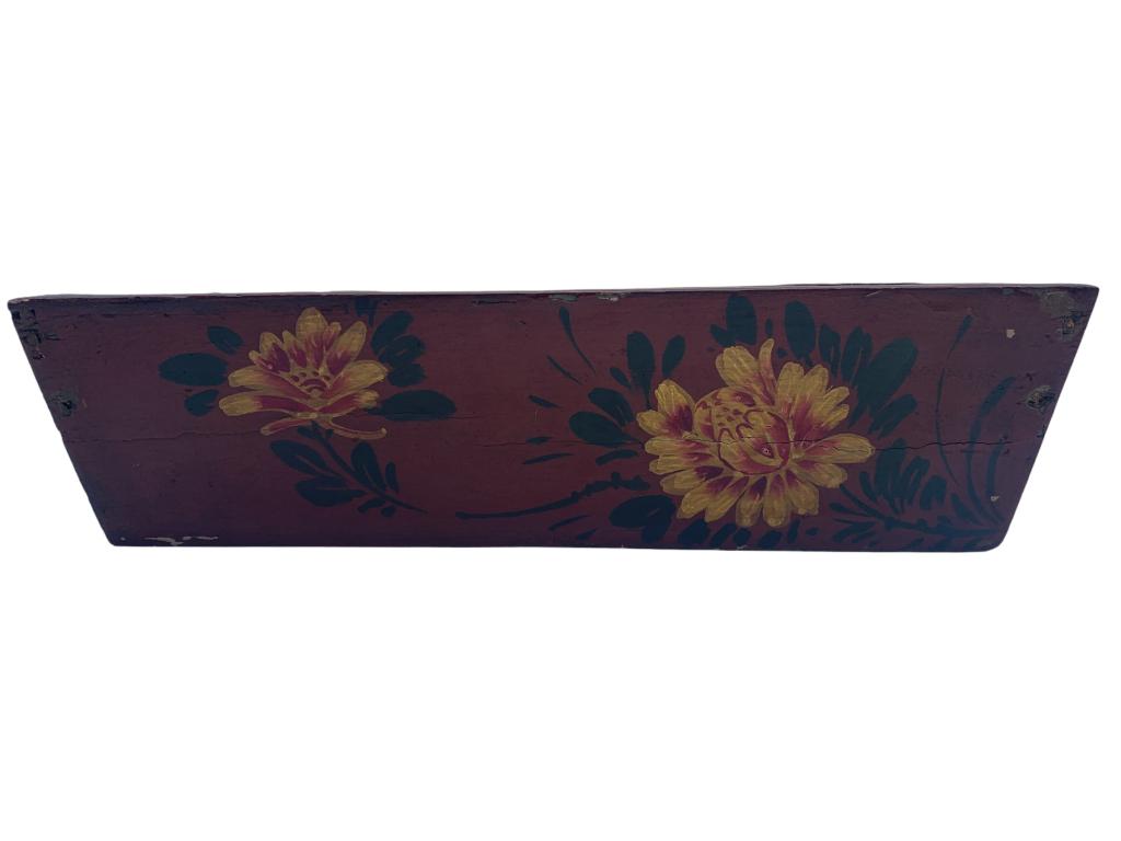 ANTIQUE HAND PAINTED WOODEN LETTER BOX: ANTIQUE HAND PAINTED WOODEN LETTER BOX- Rustic Design- Hand Painted Floral Design- Very Good Overall Condition Wear Consistent with Age and Use (See Photos)- JB5522