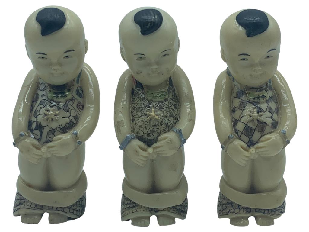 3 VINTAGE JAPANESE EROTIC ART NETSUKE FIGURINES: 3 VINTAGE JAPANESE EROTIC ART NETSUKE FIGURINES - Set of 3 Ivory Colored Resin Adult Themed Figurines- Condition Wear Consistent with Age and Use (See Photos)- JB5522
