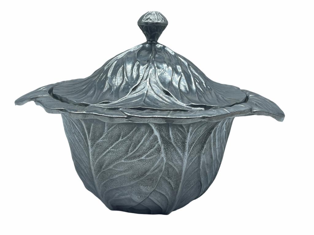 SILVER PEWTER COVERED VINTAGE BOWL (1 of 4)