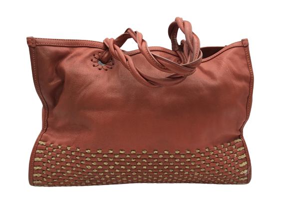 VINTAGE JACK ROGERS ORANGE LEATHER TOTE BAG (1 of 6)