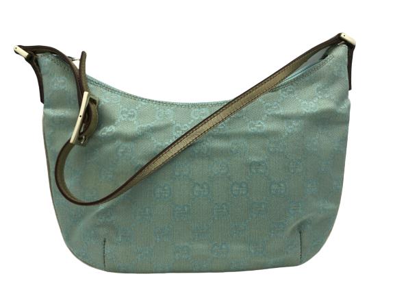GUCCI MINT/GOLD MONOGRAMMED HOBO POUCH HANDBAG (1 of 3)