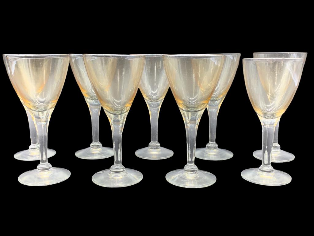 9 VTG IRIDESCENT PEACH CRYSTAL CORDIAL APERITIFS (1 of 4)